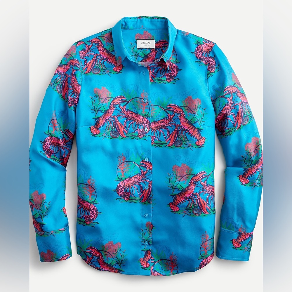 J. Crew Collection silk shirt in lobster print